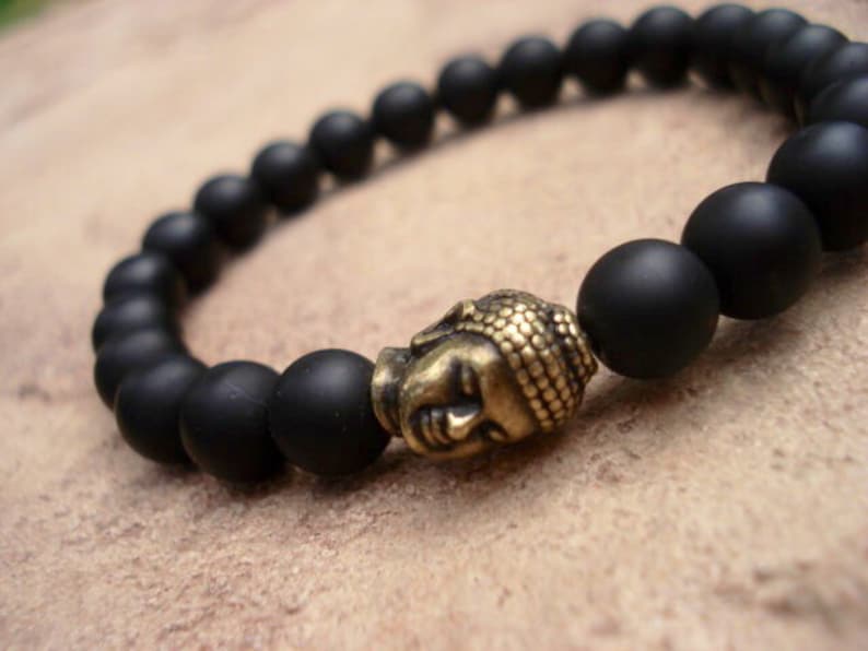 Buddha Bracelet, Black Onyx Bracelet, Buddhist Prayer Beads Bracelet, Prayer Bracelet for Women, Mens Beaded Bracelet, Mala Bracelet for Her 画像 5
