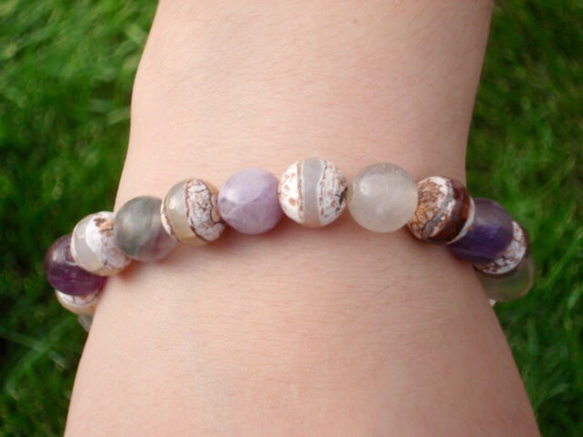 Purple Bracelet Green Bracelet Gemstone Bracelet Unique - Etsy