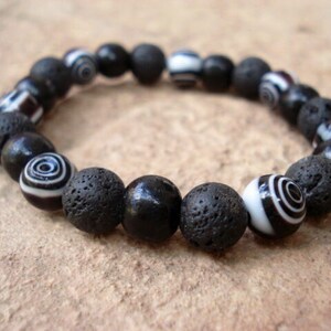 Black Lava Stone Bracelet: Evil Eye Protection, Essential Oil Diffuser