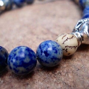 Buddha Bracelet, Lapis Bracelet, Blue Bracelet, Healing Bracelet, Mala Bracelet, Yoga Bracelet, Mens Bracelet, Womens Bracelet, Zen Bracelet image 2
