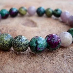 Elephant Bracelet, Green Bracelet, Purple Bracelet, Crystal Healing Bracelet, Stretch Bracelet, Handmade Jewelry, African Jewelry image 5