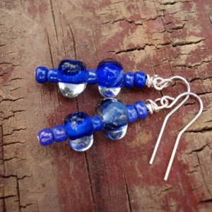 Lampwork Glass Earrings, Cobalt Blue Earrings, Dangle Earrings, Drop Earrings, Statement Earrings, Beaded Dangle Earrings, Boho Earrings image 2