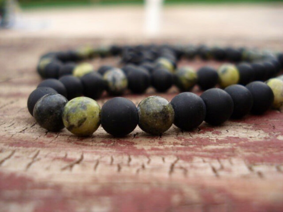 Mens Black Beaded Necklace Mens Beaded Necklace Mens Onyx Etsy