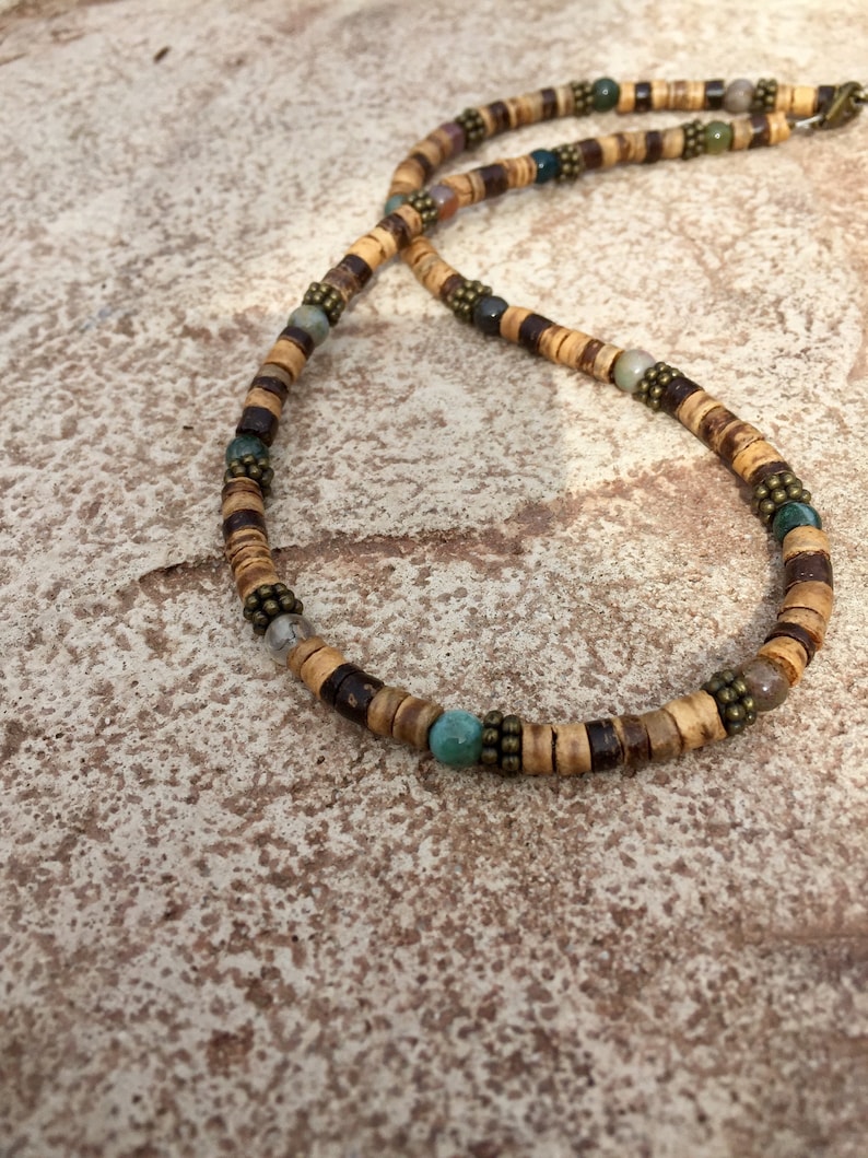 Mens Beaded Necklace Mens Beach Necklace Rustic Necklace Etsy