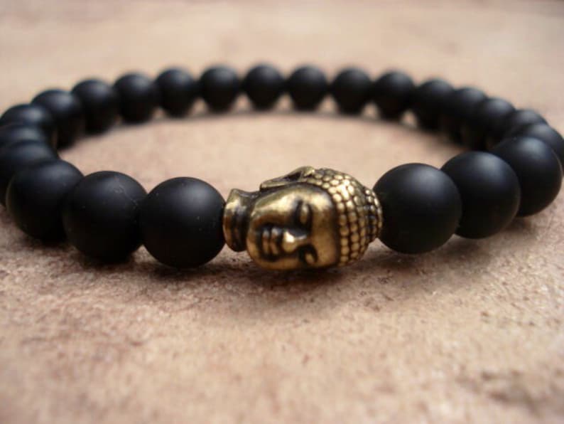 Buddha Bracelet, Black Onyx Bracelet, Buddhist Prayer Beads Bracelet, Prayer Bracelet for Women, Mens Beaded Bracelet, Mala Bracelet for Her image 3