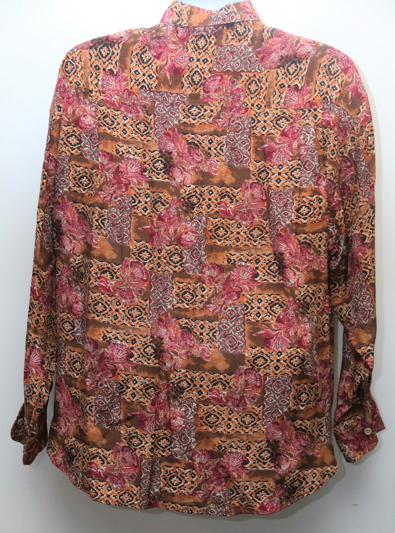 Rare 90/'s Vintage GUESS by GEORGES MARCIANO Patterned Long-Sleeve Shirt Sz Large
