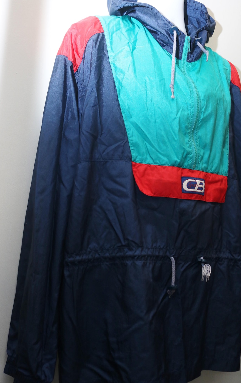 Men/'s Exclusive LARGE Rare 90/'s Vintage CB SPORTS Colorblocked Windbreaker Pullover Jacket Sz