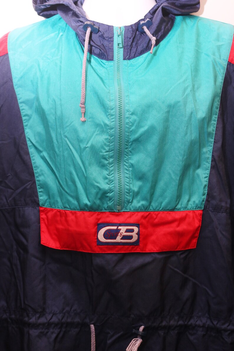 Men/'s Exclusive LARGE Rare 90/'s Vintage CB SPORTS Colorblocked Windbreaker Pullover Jacket Sz