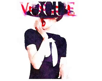 Vogue Cover DIGITAL ART PRINT Archival German Vogue Fashion Illustration Print from Watercolor Painting