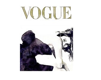 Vogue Paris Magazine DIGITAL ARTYSTYCZNY DRUK Sophia Coppola Wydruk z akwareli Ilustracja mody Plakat Czarno-biały