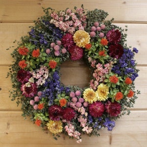 Summer's Harvest Wreath -Handmade Dried Floral Wreath 18 & 22 inches - for Weddings, Holidays, Front Door and Home Decor
