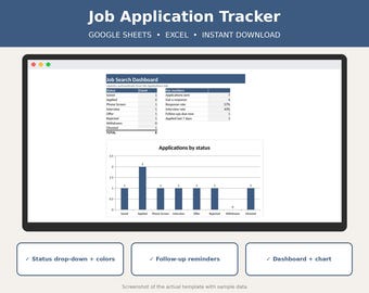 Kalkylblad för jobbansökningsspårning, Google Sheets för jobbsökningsspårning, intervjuförberedelse, jobbsökarorganisatör, mall för karriärplanerare