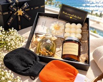 Luxury Home Spa Gift Set | Scented Candle, Fragrance, Kessa Glove (Vergo Cosmetics)