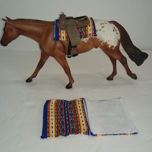 Model Horse 1:9 traditional LSQ Blue woven Western Saddle pad Peter Stone Breyer