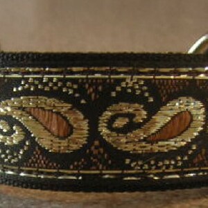 Metallic Paisley Bronze, Red or Purple & Gold 1" wide Toy Dog collar with lead Italian Greyhound, Miniature Pinscher Manchester Terrier