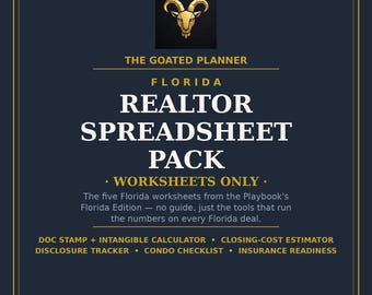 Florida Realtor Spreadsheet Pack — Doc Stamp Calculator, Closing Cost Estimator & Disclosure Tracker, Real Estate Excel Google Sheets