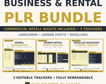 PLR Business Tracker Bundle, Rental Property Bookkeeping, Airbnb Income and Reseller Profit Trackers, Commercial Resell Rights Excel