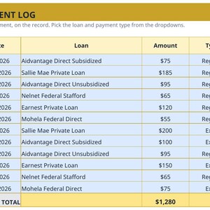 Student Loan Payoff Planner Spreadsheet — Snowball vs Avalanche, Extra Payment Tracker & Payment Log, Excel and Google Sheets image 6