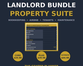 Landlord Bundle Spreadsheet Suite — Rental Bookkeeping, Airbnb Profit Tracker, Tenant & Maintenance Logs, Excel Google Sheets