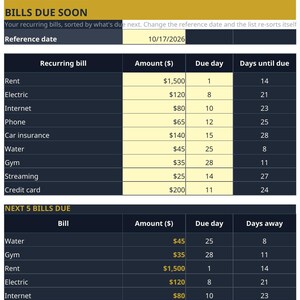 Monthly Budget Planner Spreadsheet — Budget Tracker with Planned vs Actual, Weekly Breakdown and Bill Alerts for Excel & Google Sheets image 7
