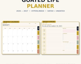 2026 2027 Digital Planner GoodNotes Planner iPad Planner Hyperlinked Life Planner Daily Weekly Monthly Planner with Stickers & Covers