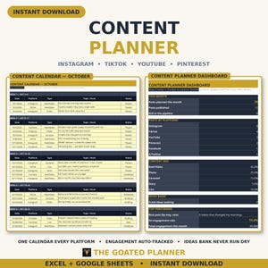 Social Media Planner Spreadsheet — Content Calendar and Content Planner with Engagement Tracker for Instagram, TikTok & Google Sheets