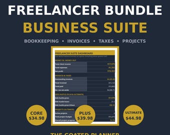 Freelancer Bundle Spreadsheet Suite — Bookkeeping, Invoices, Tax Set-Aside & Project Planner for Excel and Google Sheets