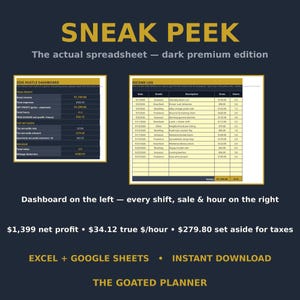 Side Hustle Income Tracker Spreadsheet - True Profit, Hourly Rate, Mileage Log & Tax Set-Aside for Excel and Google Sheets image 4