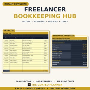 Freelancer Bookkeeping Spreadsheet - Income, Expenses, Invoices, Mileage & Tax Hub for Google Sheets and Excel image 1