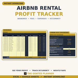 Airbnb Income Tracker Spreadsheet - Short-Term Rental Profit, Fees, Expenses & Occupancy for Excel and Google Sheets image 1