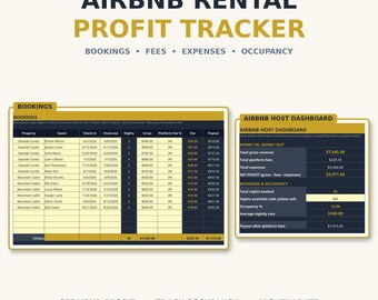 Airbnb Income Tracker Spreadsheet - Short-Term Rental Profit, Fees, Expenses & Occupancy for Excel and Google Sheets