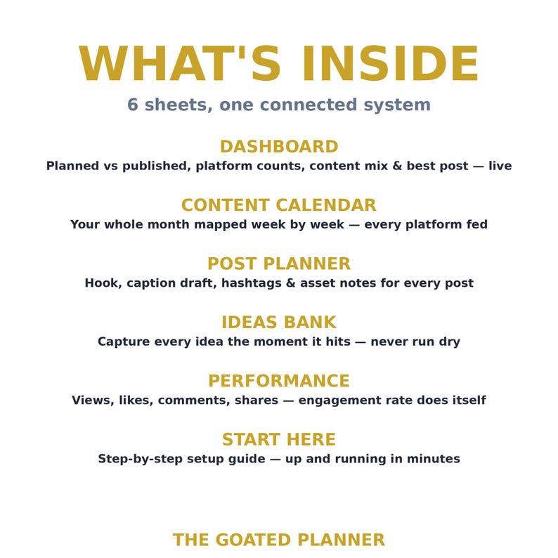 Content Calendar & Planner Spreadsheet — Light Mode Content Planner and Engagement Tracker for Instagram TikTok Google Sheets image 2