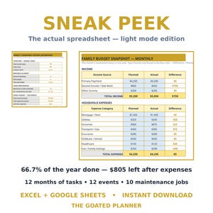 Family Household Command Center Spreadsheet — Annual Tasks, Birthdays, Home Maintenance & Family Budget, Excel and Google Sheets image 4