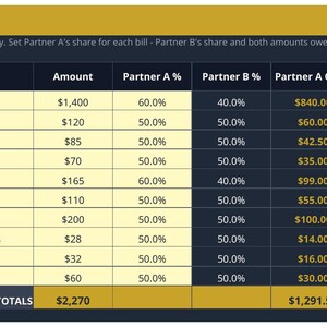 Couples Budget Planner Spreadsheet — Joint Budget, Bill Splitter & Shared Goals Tracker for Google Sheets and Excel, Budget Template image 6
