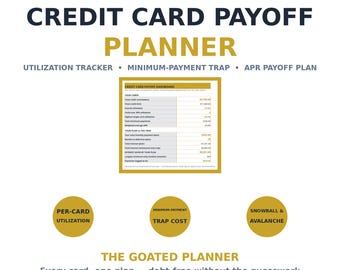 Credit Card Payoff Planner Spreadsheet — Utilization Tracker, Minimum Payment Trap & APR Payoff Plan, Excel Google Sheets
