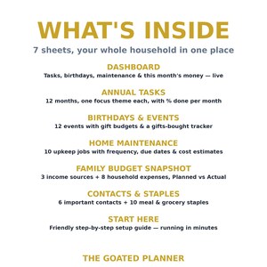 Family Household Command Center Spreadsheet — Annual Tasks, Birthdays, Home Maintenance & Family Budget, Excel and Google Sheets image 2