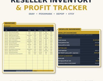 Reseller Inventory Tracker Spreadsheet — Profit Tracker for eBay Poshmark Depop Sellers, Sales Log & Expense Tracker Google Sheets Excel