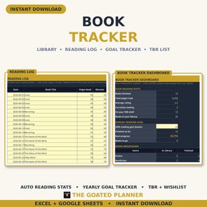Book Tracker Spreadsheet — Reading Tracker and Reading Log with TBR Journal and Book Library List for Excel & Google Sheets image 1