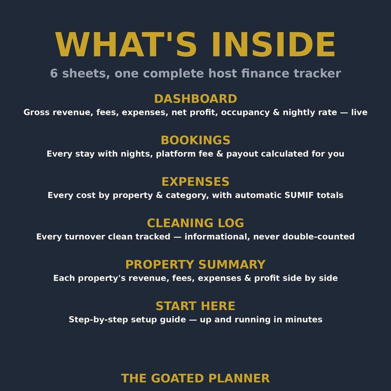 Airbnb Income Tracker Spreadsheet - Short-Term Rental Profit, Fees, Expenses & Occupancy for Excel and Google Sheets image 2