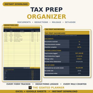 Tax Prep Organizer Spreadsheet — Income, Deduction & Mileage Tracker with Document Checklist and Quarterly Set-Aside for Google Sheets image 1