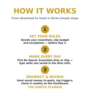 No-Spend Challenge Tracker Spreadsheet — 30-Day Money Reset, Savings Redirect, Trigger Log & Weekly Check-Ins, Excel and Google Sheets image 3