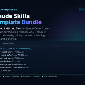 Claude Skills コンプリートバンドル | Claude Code AIエージェントスキル18種類 | SKILL.mdファイル | フリーランサー向けテンプレートと製品ローンチテンプレート | 即時ダウンロード 画像 2