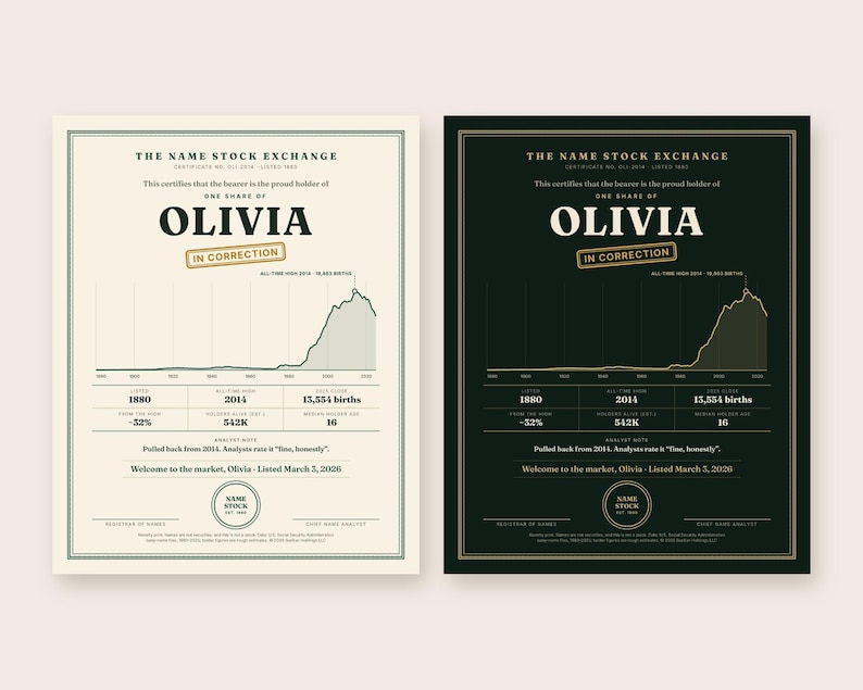 Funny Name Stock Chart Print, Personalized Gift for a Stock Trader or ...