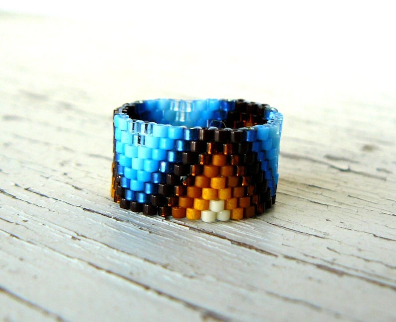 Multi Colored Beaded Ring Native American Inspired Etsy