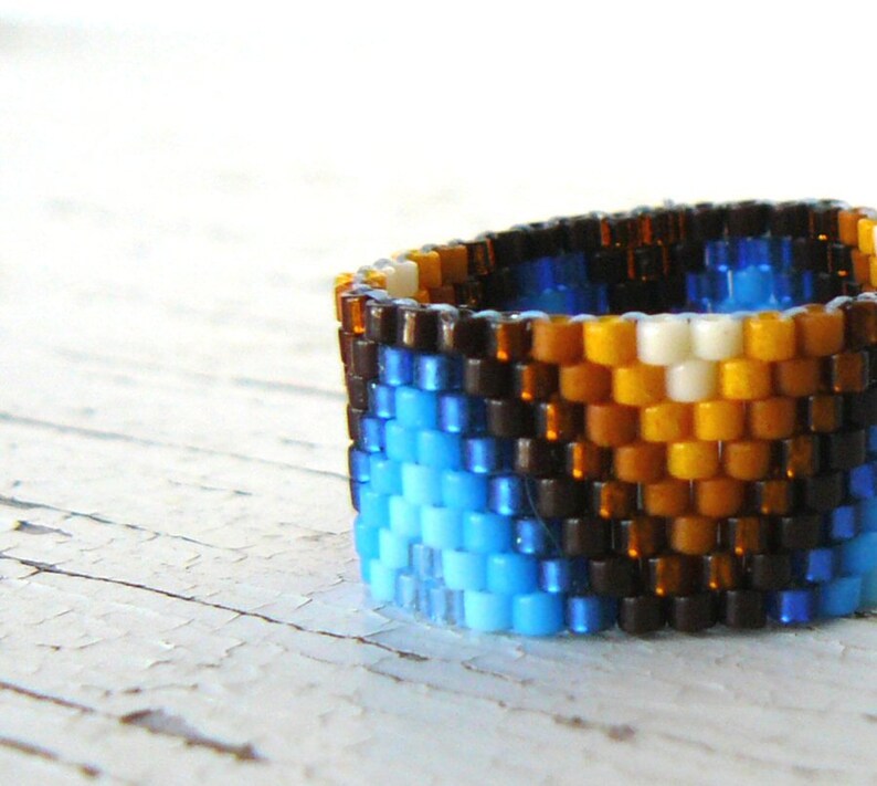 Multi Colored Beaded Ring Native American Inspired Etsy