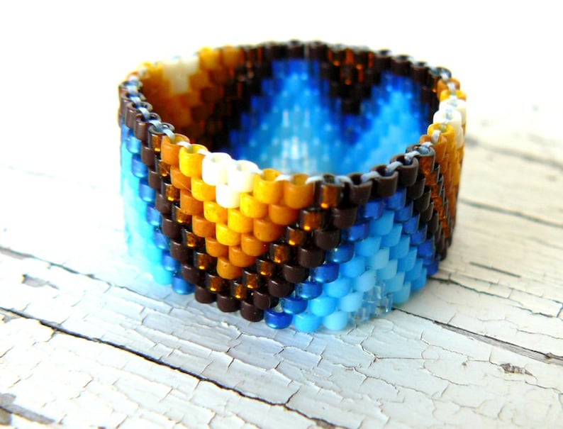 Multi Colored Beaded Ring Native American Inspired Etsy