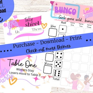 Spring Bunco, Girls Gone Wild, Bunco Scoresheet, Printed Bunco Cards, Tally Sheets, Bunco Night, Table Numbers, Instant Download Bunco Cards