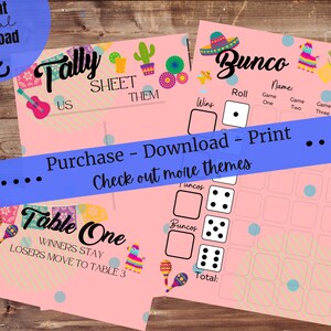 Bunco Cinco De Mayo; Bunco Scorecard; Bunco Tally Sheets; Printable Bunco Cards; Bunco Night; Bunco Score sheets; Cinco de Mayo Bunco