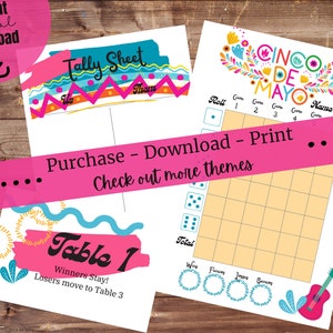 Bunco Cinco De Mayo; Bunco Scorecard; Bunco Tally Sheets; Printable Bunco Cards; Bunco Night; Bunco Score sheets; Cinco De Mayo
