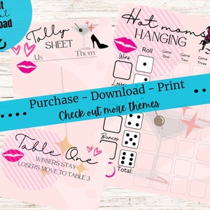 Hot Moms Hanging, Easter Bunco, Bunco Scorecards, Bunco Spring Theme, Bunco Night, Bunco Tally Sheets, Printable Bunco Cards, Tally Sheet